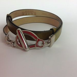 Vintage Elite Green Leather Belt Buckle